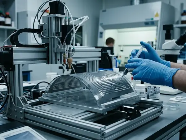 Liquid Wiring process for curved printed circuits