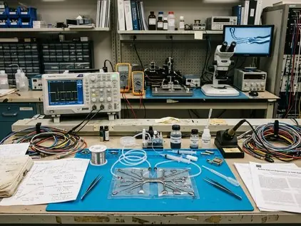 Printed electronics production line handling conductive patterns on polymer film