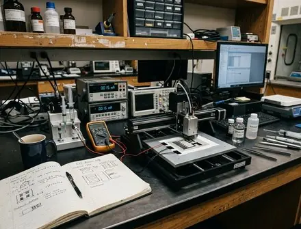 Conductive inkjet printhead depositing fine conductive traces on a test substrate
